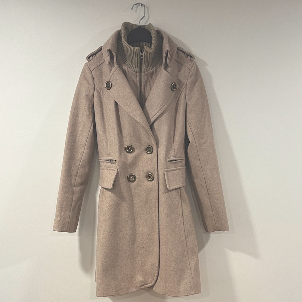 Miss Sixty Beige Double-Breasted Wool Coat